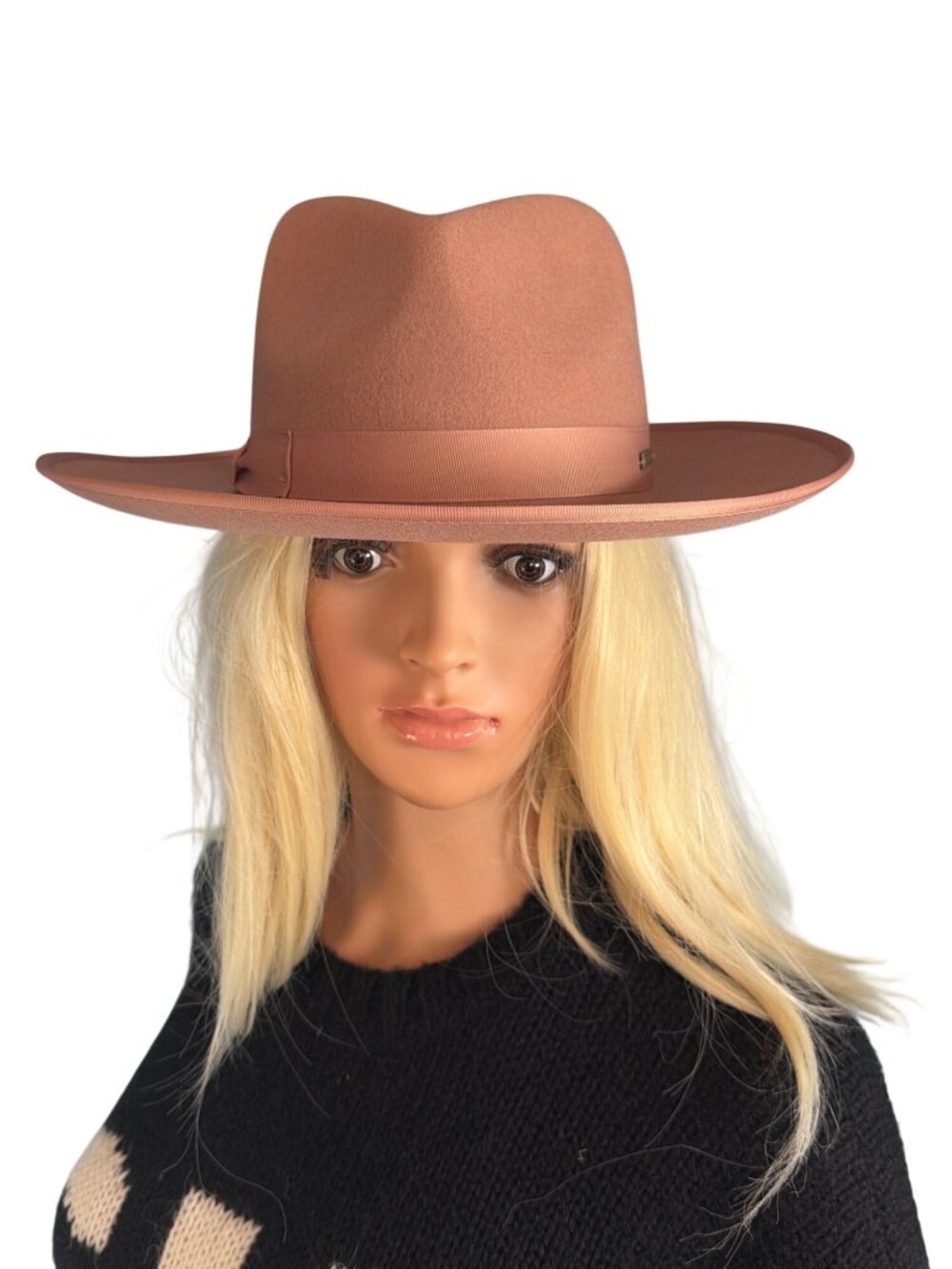 Gigi Pip Monroe Ranch Fedora Hat Australian Wool 57 S/M Worn Once Dusty Pink